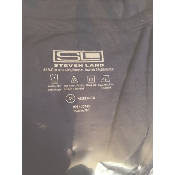Mens Tee Steven Land Medium Modern Fit V Neck Short Sleeve Stretch Blue New Pkg - Picture 2 of 7